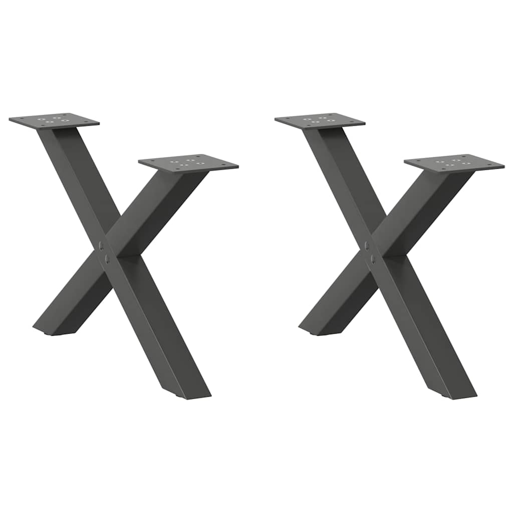 Gambe per Tavolino da CaffÃ¨ a Forma di X 2 pz Antracite 60x(30-31) cm Acciaio
