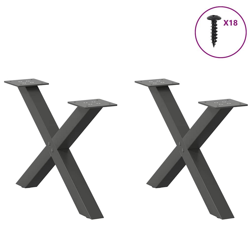 Gambe per Tavolino da CaffÃ¨ a Forma di X 2 pz Antracite 60x(30-31) cm Acciaio