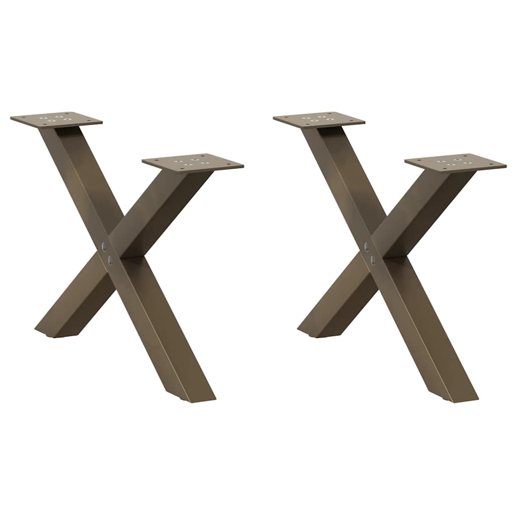 Gambe per Tavolino da CaffÃ¨ a Forma di X 2 pz Acciaio Naturale 60x(30-31) cm Acciaio