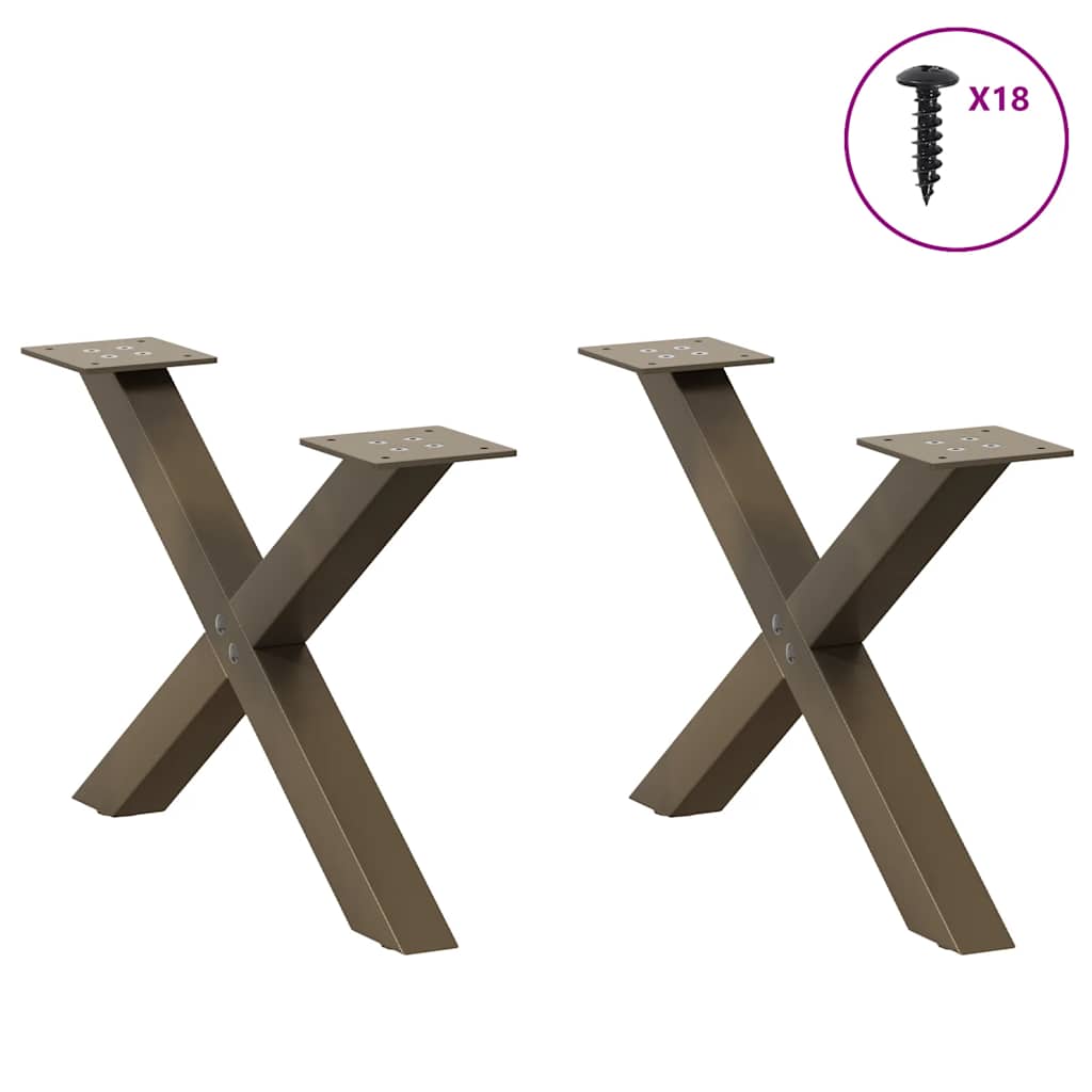 Gambe per Tavolino da CaffÃ¨ a Forma di X 2 pz Acciaio Naturale 60x(30-31) cm Acciaio