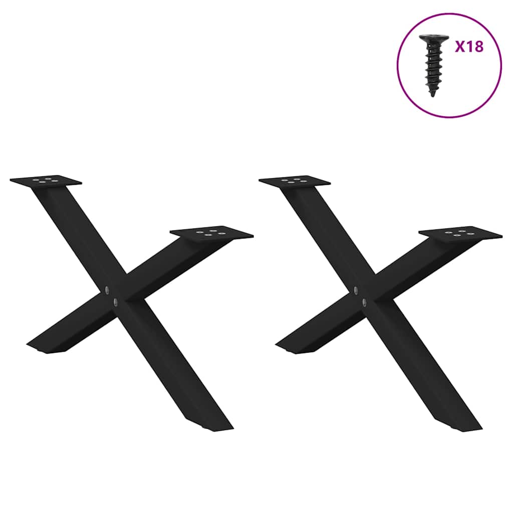 Gambe per Tavolino da CaffÃ¨ a Forma di X 2 pz Nere 70x(30-31) cm Acciaio