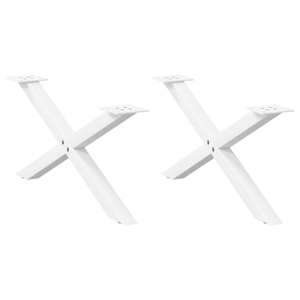 Gambe per Tavolino da CaffÃ¨ a Forma di X 2 pz Bianche 70x(30-31) cm Acciaio