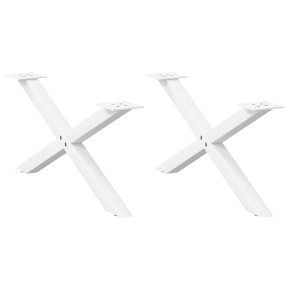 Gambe per Tavolino da CaffÃ¨ a Forma di X 2 pz Bianche 70x(30-31) cm Acciaio