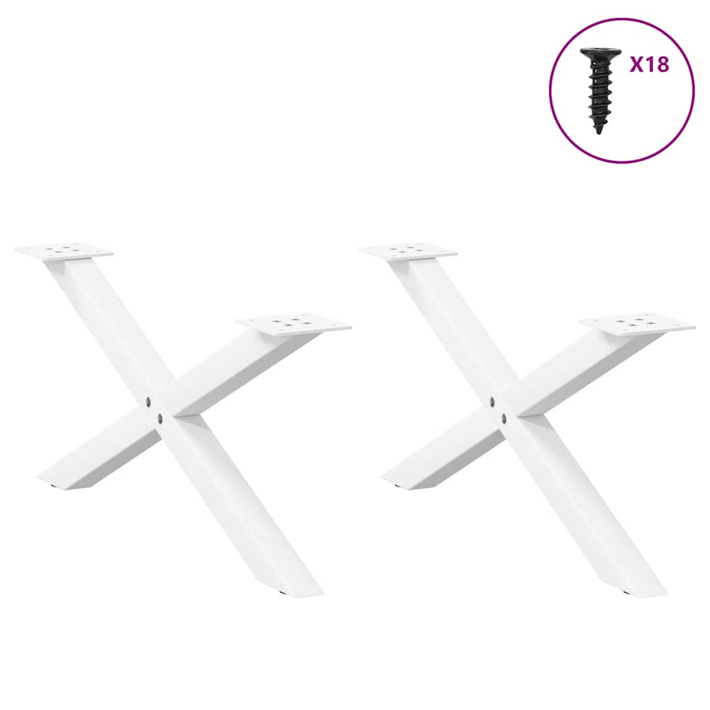 Gambe per Tavolino da CaffÃ¨ a Forma di X 2 pz Bianche 70x(30-31) cm Acciaio