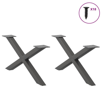 Gambe per Tavolino da CaffÃ¨ a Forma di X 2 pz Antracite 70x(30-31) cm Acciaio