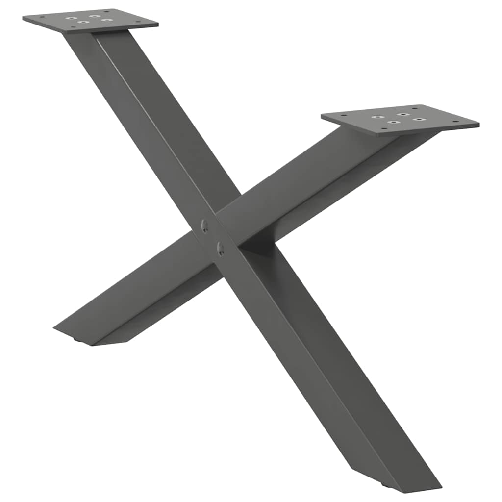 Gambe per Tavolino da CaffÃ¨ a Forma di X 2 pz Antracite 70x(30-31) cm Acciaio