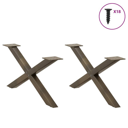 Gambe per Tavolino da CaffÃ¨ a Forma di X 2 pz Acciaio Naturale 70x(30-31) cm Acciaio