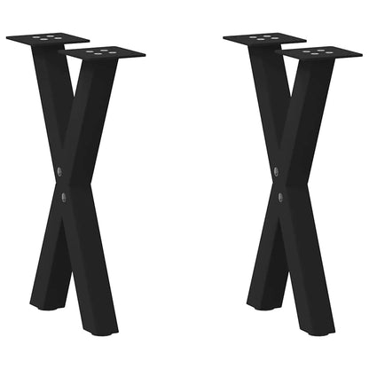 Gambe per Tavolino da CaffÃ¨ a Forma di X 2 pz Nere 28x(42-43) cm Acciaio