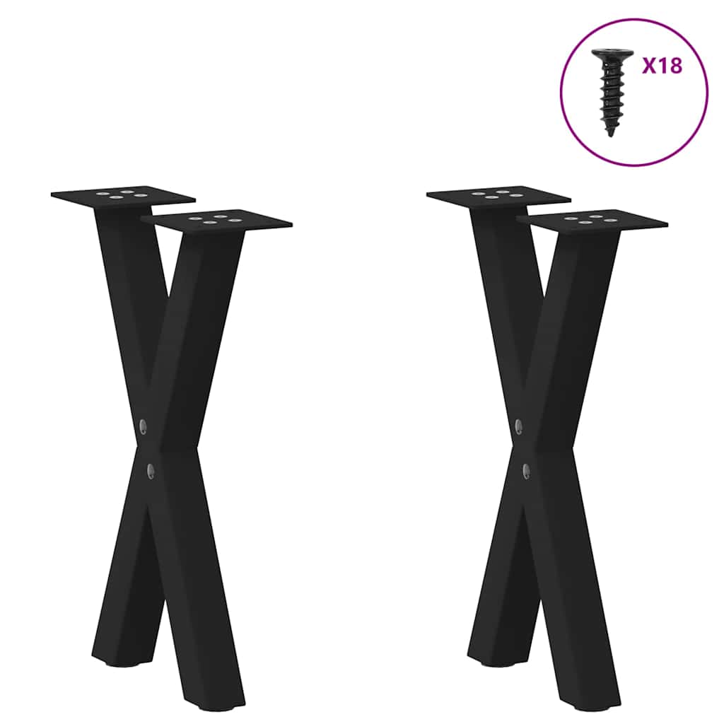 Gambe per Tavolino da CaffÃ¨ a Forma di X 2 pz Nere 28x(42-43) cm Acciaio