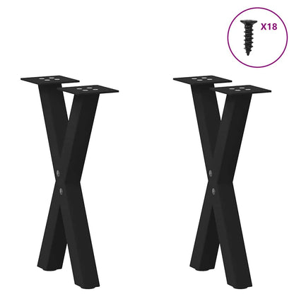 Gambe per Tavolino da CaffÃ¨ a Forma di X 2 pz Nere 28x(42-43) cm Acciaio