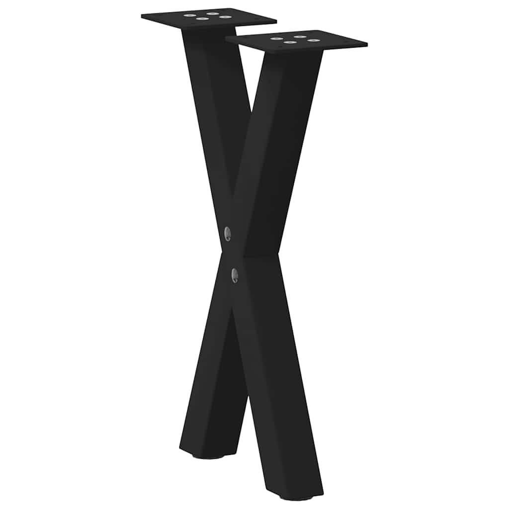Gambe per Tavolino da CaffÃ¨ a Forma di X 2 pz Nere 28x(42-43) cm Acciaio