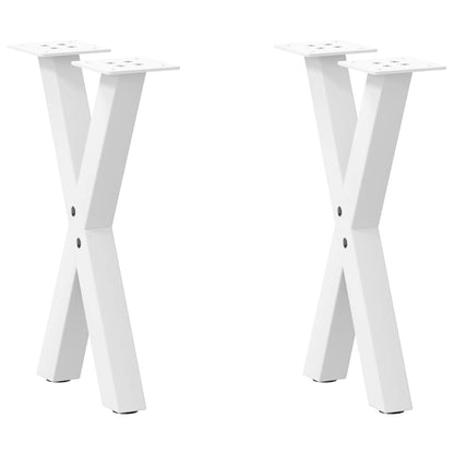 Gambe per Tavolino da CaffÃ¨ a Forma di X 2 pz Bianche 28x(42-43) cm Acciaio