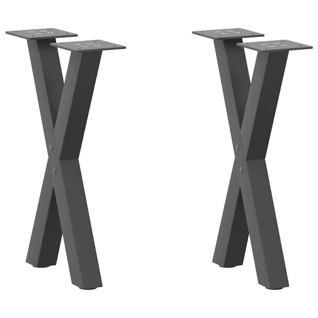 Gambe per Tavolino da CaffÃ¨ a Forma di X 2 pz Antracite 28x(42-43) cm Acciaio