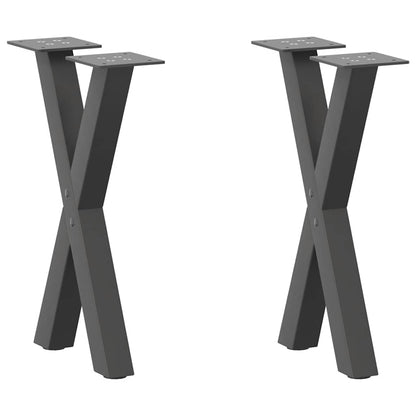 Gambe per Tavolino da CaffÃ¨ a Forma di X 2 pz Antracite 28x(42-43) cm Acciaio