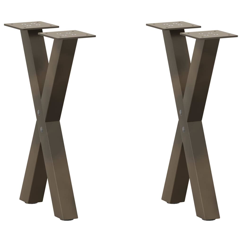 Gambe per Tavolino da CaffÃ¨ a Forma di X 2 pz Acciaio Naturale 28x(42-43) cm Acciaio