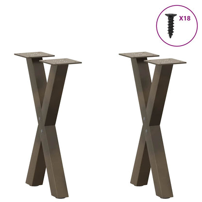 Gambe per Tavolino da CaffÃ¨ a Forma di X 2 pz Acciaio Naturale 28x(42-43) cm Acciaio