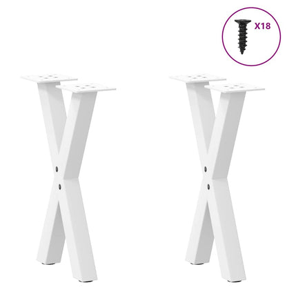 Gambe per Tavolino da CaffÃ¨ a Forma di X 2 pz Bianche 38x(42-43) cm Acciaio