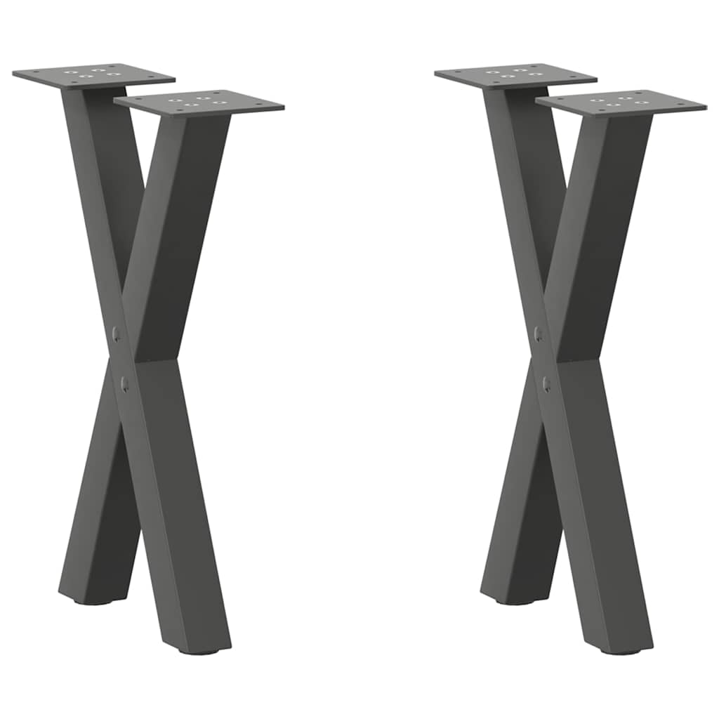 Gambe per Tavolino da CaffÃ¨ a Forma di X 2 pz Antracite 38x(42-43) cm Acciaio
