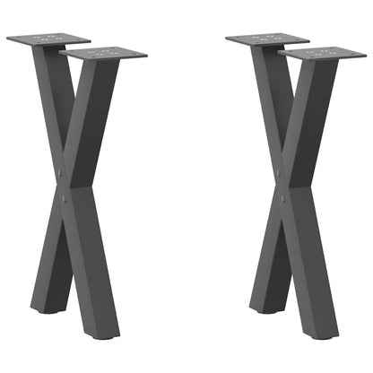 Gambe per Tavolino da CaffÃ¨ a Forma di X 2 pz Antracite 38x(42-43) cm Acciaio
