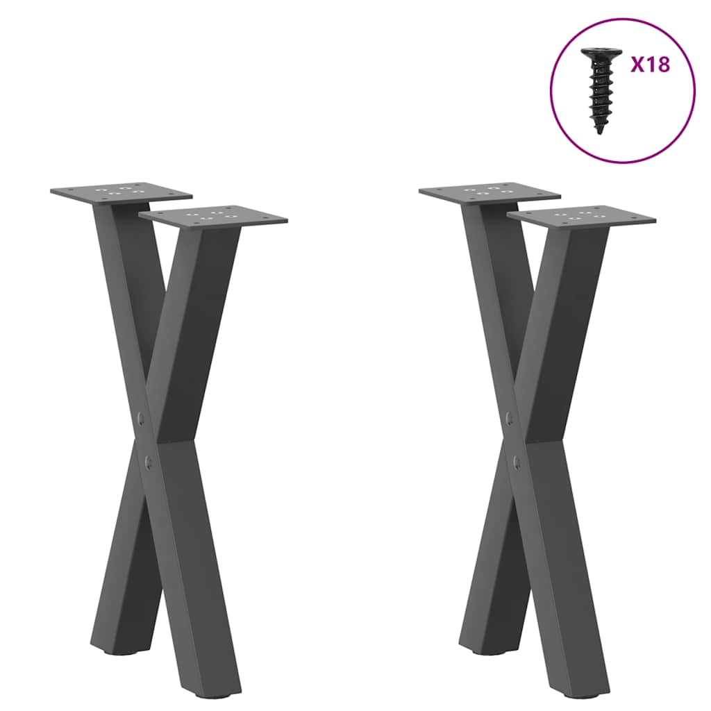 Gambe per Tavolino da CaffÃ¨ a Forma di X 2 pz Antracite 38x(42-43) cm Acciaio
