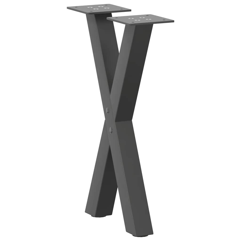 Gambe per Tavolino da CaffÃ¨ a Forma di X 2 pz Antracite 38x(42-43) cm Acciaio