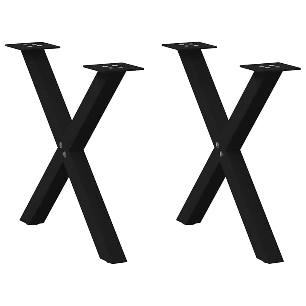 Gambe per Tavolino da CaffÃ¨ a Forma di X 2 pz Nere 38x(42-43) cm Acciaio