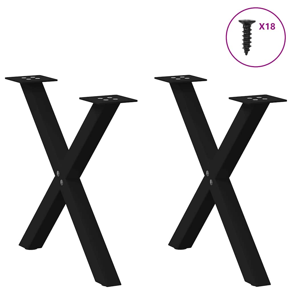 Gambe per Tavolino da CaffÃ¨ a Forma di X 2 pz Nere 38x(42-43) cm Acciaio