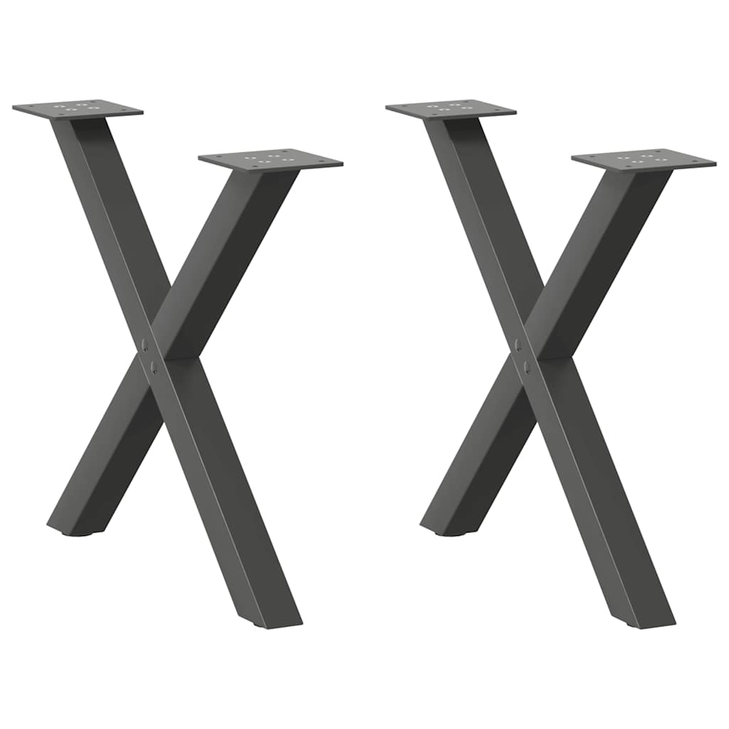 Gambe per Tavolino da CaffÃ¨ a Forma di X 2 pz Antracite 50x(42-43) cm Acciaio