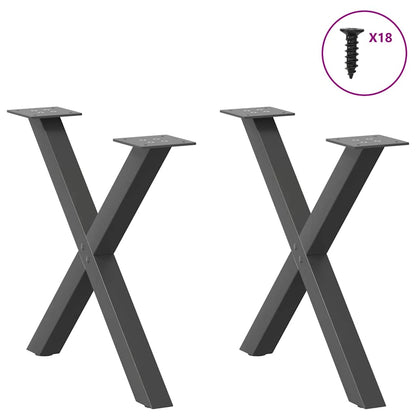Gambe per Tavolino da CaffÃ¨ a Forma di X 2 pz Antracite 50x(42-43) cm Acciaio