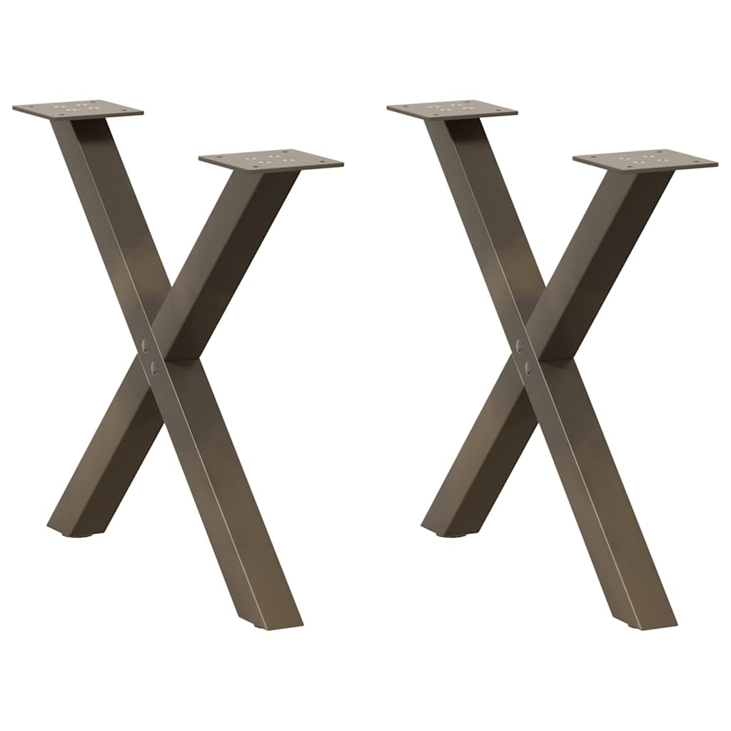 Gambe per Tavolino da CaffÃ¨ a Forma di X 2 pz Acciaio Naturale 50x(42-43) cm Acciaio
