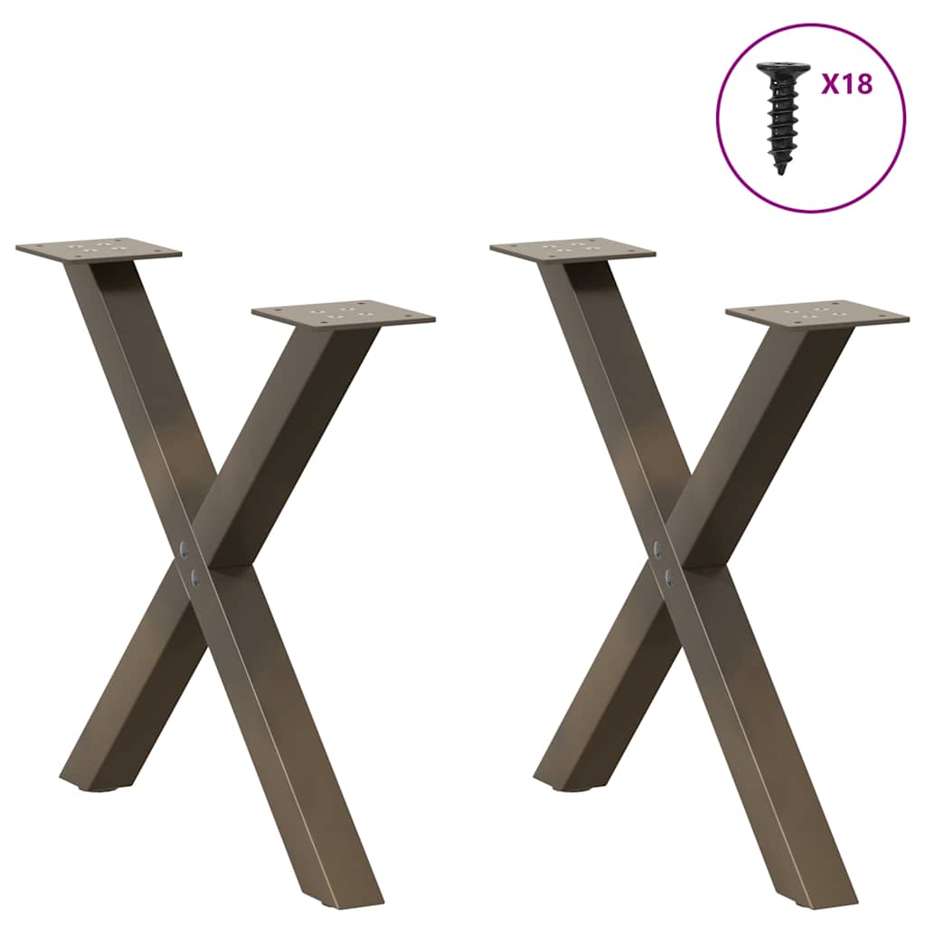 Gambe per Tavolino da CaffÃ¨ a Forma di X 2 pz Acciaio Naturale 50x(42-43) cm Acciaio