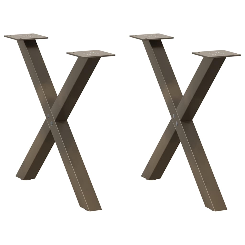 Gambe per Tavolino da CaffÃ¨ a Forma di X 2 pz Acciaio Naturale 60x(42-43) cm Acciaio