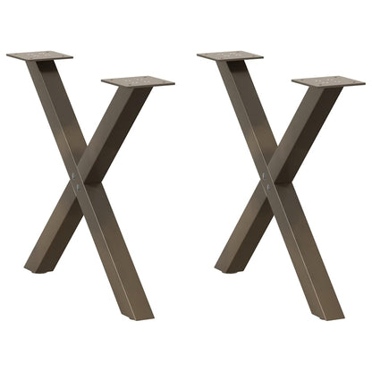 Gambe per Tavolino da CaffÃ¨ a Forma di X 2 pz Acciaio Naturale 60x(42-43) cm Acciaio