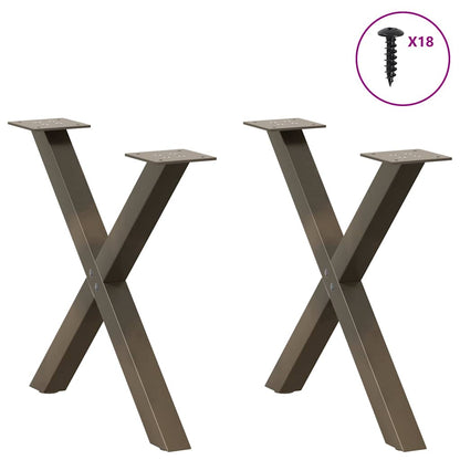Gambe per Tavolino da CaffÃ¨ a Forma di X 2 pz Acciaio Naturale 60x(42-43) cm Acciaio