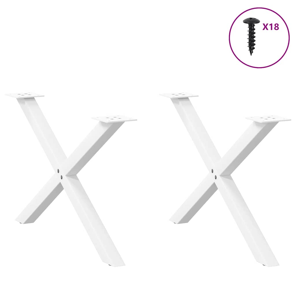 Gambe per Tavolino da CaffÃ¨ a Forma di X 2 pz Bianche 70x(42-43) cm Acciaio