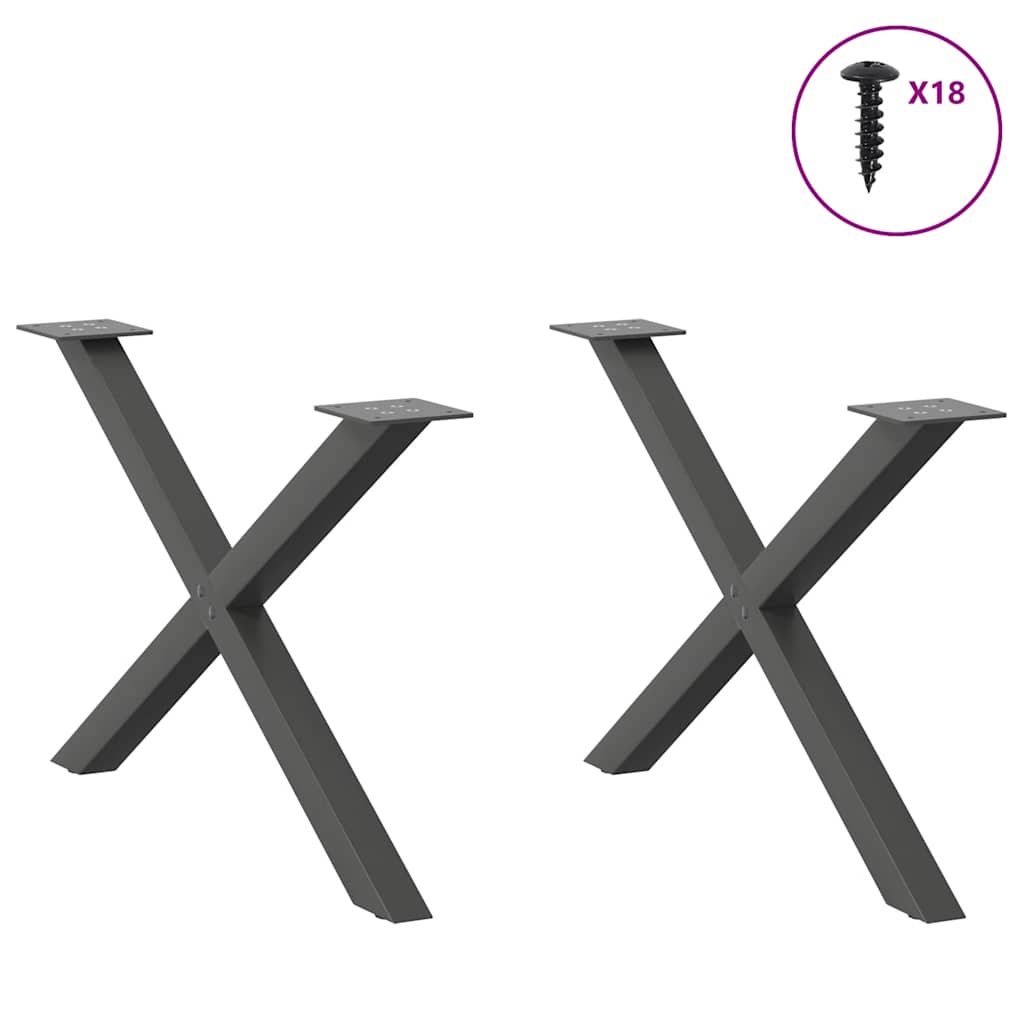Gambe per Tavolino da CaffÃ¨ a Forma di X 2 pz Antracite 70x(42-43) cm Acciaio