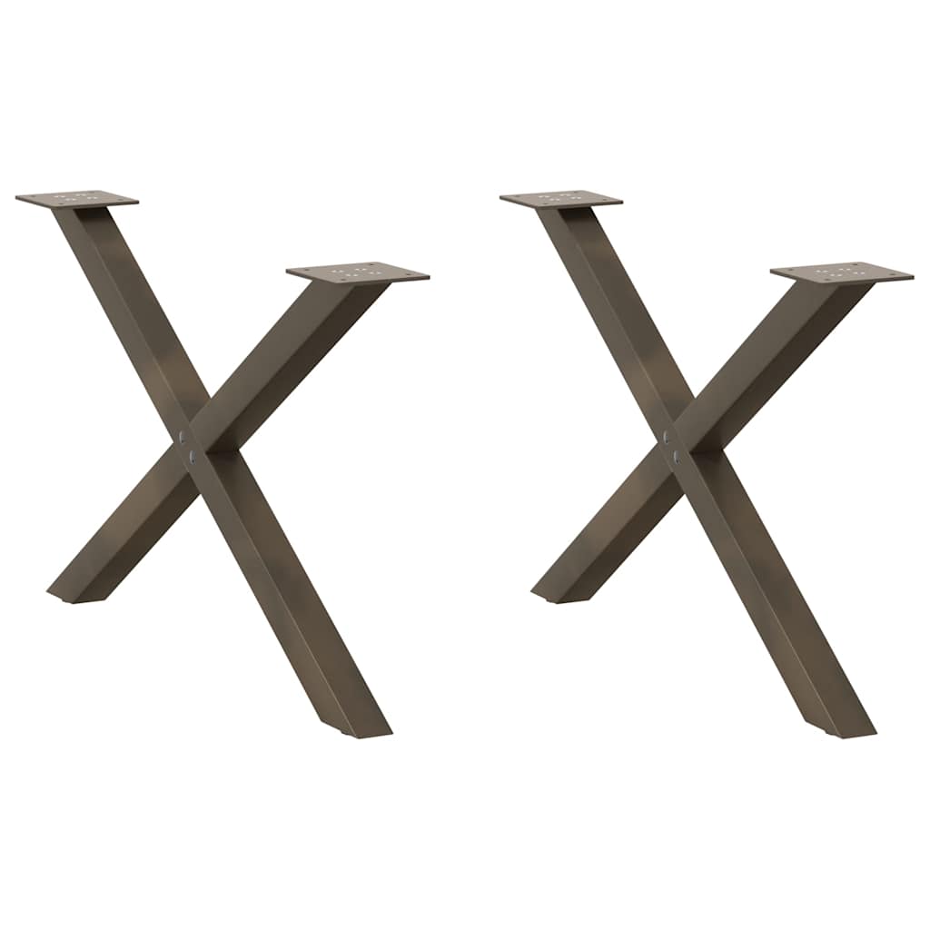 Gambe per Tavolino da CaffÃ¨ a Forma di X 2 pz Acciaio Naturale 70x(42-43) cm Acciaio