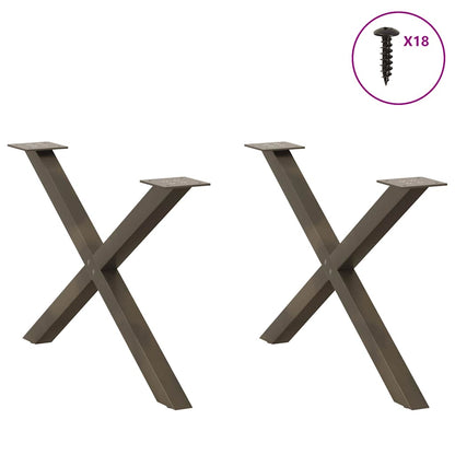 Gambe per Tavolino da CaffÃ¨ a Forma di X 2 pz Acciaio Naturale 70x(42-43) cm Acciaio