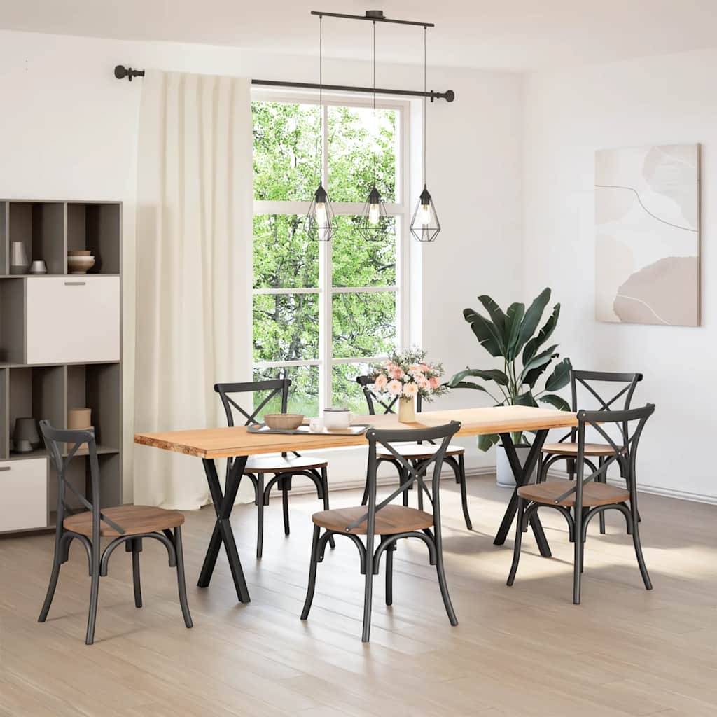 Gambe per tavolo da pranzo a forma di X 2 pz nere 50x(72-73) cm in acciaio