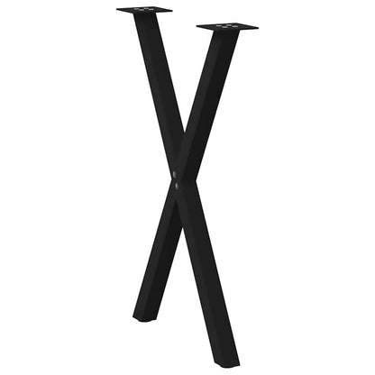 Gambe per tavolo da pranzo a forma di X 2 pz nere 50x(72-73) cm in acciaio