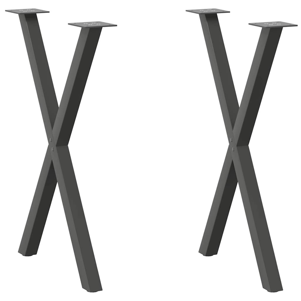 Gambe per tavolo da pranzo a forma di X 2 pz Antracite 50x(72-73) cm Acciaio