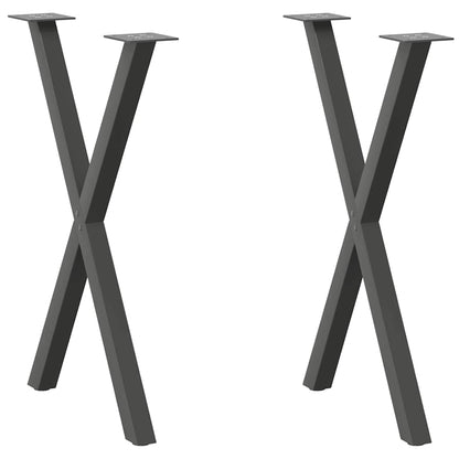 Gambe per tavolo da pranzo a forma di X 2 pz Antracite 50x(72-73) cm Acciaio