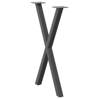 Gambe per tavolo da pranzo a forma di X 2 pz Antracite 50x(72-73) cm Acciaio