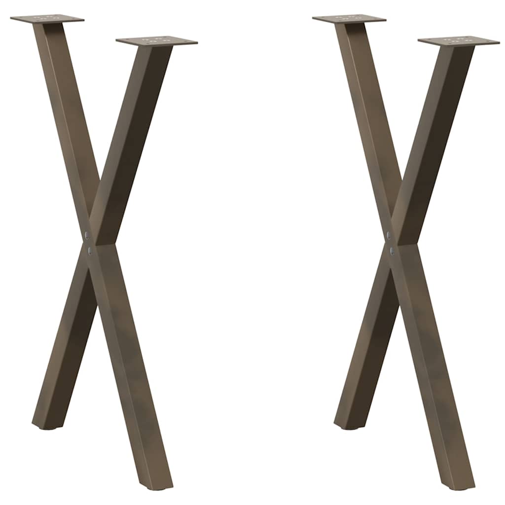 Gambe per tavolo da pranzo a forma di X 2 pz in acciaio naturale 50x(72-73) cm