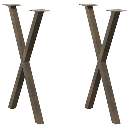 Gambe per tavolo da pranzo a forma di X 2 pz in acciaio naturale 50x(72-73) cm
