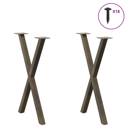 Gambe per tavolo da pranzo a forma di X 2 pz in acciaio naturale 50x(72-73) cm