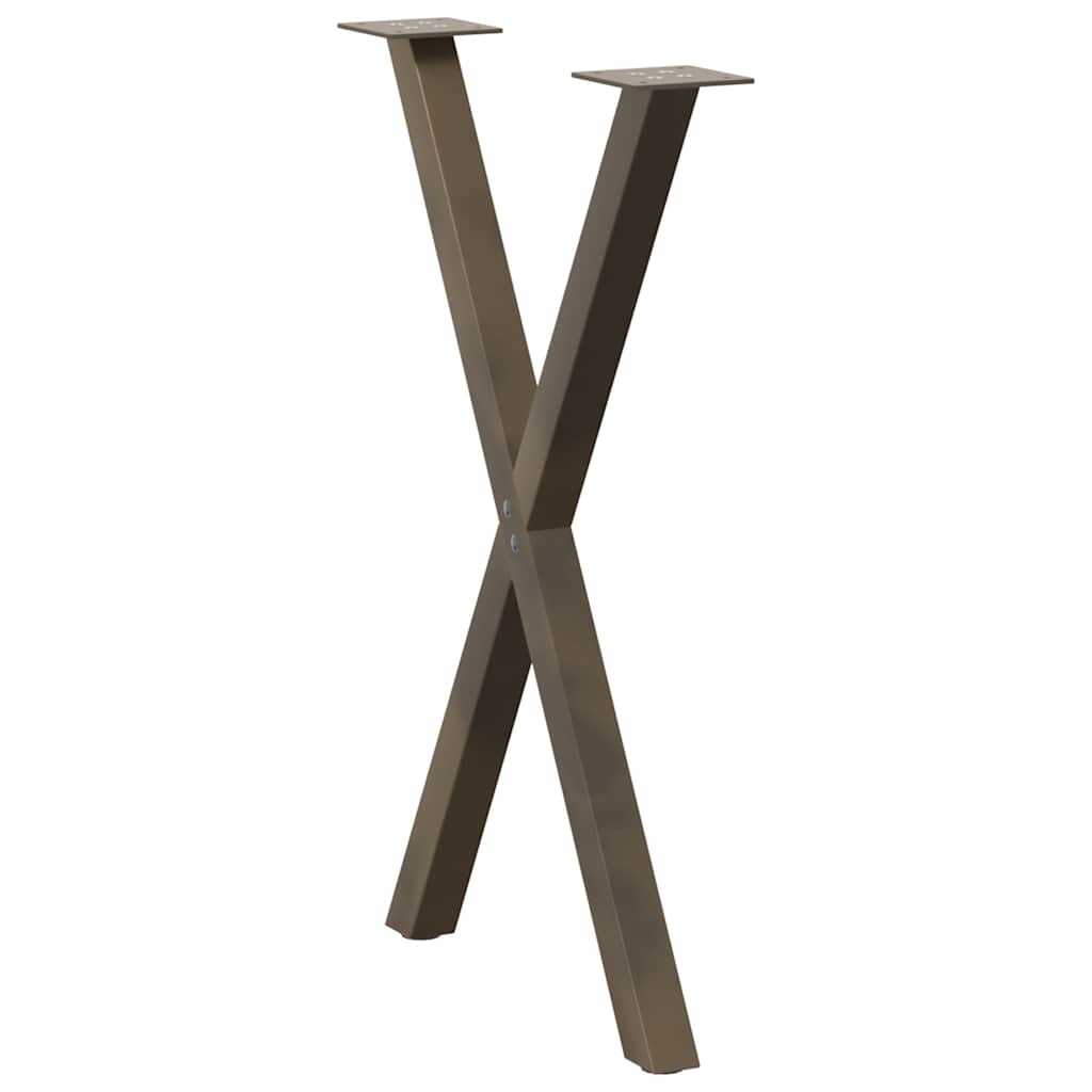 Gambe per tavolo da pranzo a forma di X 2 pz in acciaio naturale 50x(72-73) cm