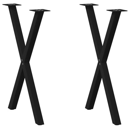 Gambe per tavolo da pranzo a forma di X 2 pz nere 57x(72-73) cm in acciaio