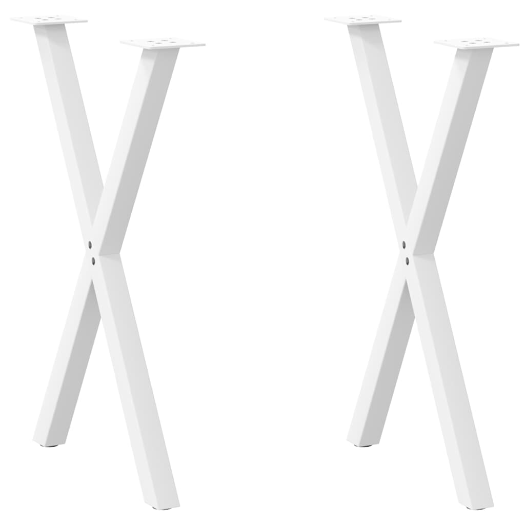Gambe per tavolo da pranzo a forma di X 2 pz bianche 57x(72-73) cm in acciaio