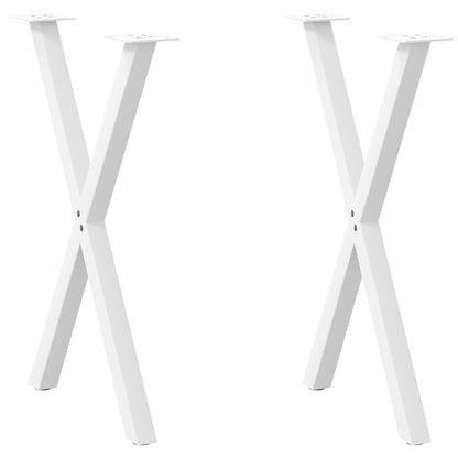 Gambe per tavolo da pranzo a forma di X 2 pz bianche 57x(72-73) cm in acciaio